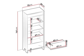 Rathmore Bogreol 72 cm i Eg - Sort - Opbevaring - Hylder & Reoler - Bogreol