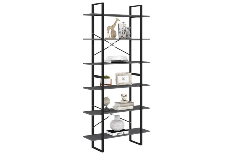 reol 100x30x210 cm massivt fyrretræ grå - Grå - Opbevaring - Hylder & Reoler - Bogreol