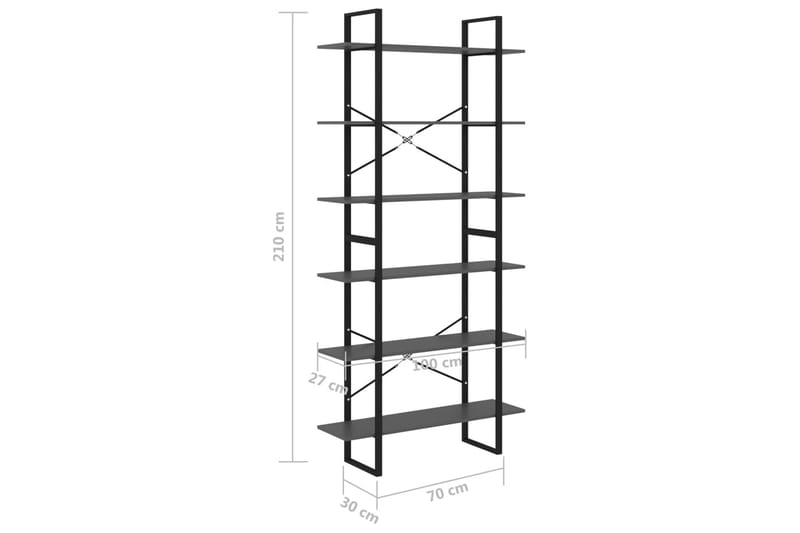 reol 100x30x210 cm massivt fyrretræ grå - Grå - Opbevaring - Hylder & Reoler - Bogreol