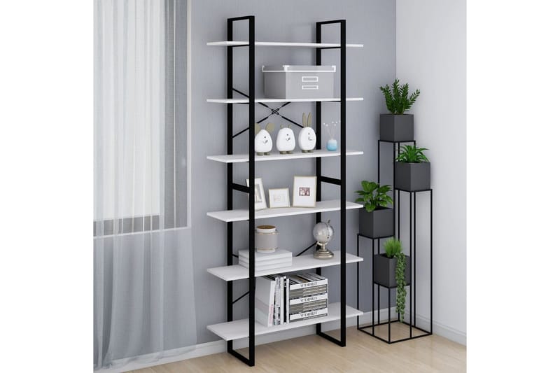 reol 100x30x210 cm massivt fyrretræ hvid - Hvid - Opbevaring - Hylder & Reoler - Bogreol