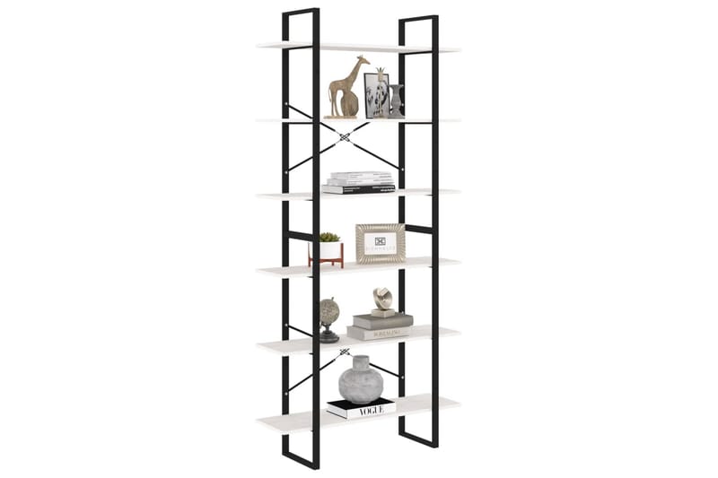 reol 100x30x210 cm massivt fyrretræ hvid - Hvid - Opbevaring - Hylder & Reoler - Bogreol