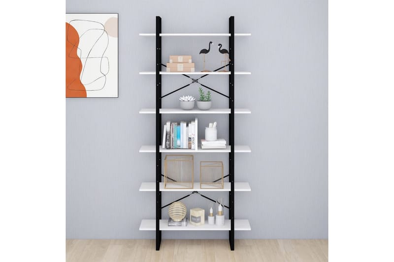 reol 100x30x210 cm massivt fyrretræ hvid - Hvid - Opbevaring - Hylder & Reoler - Bogreol