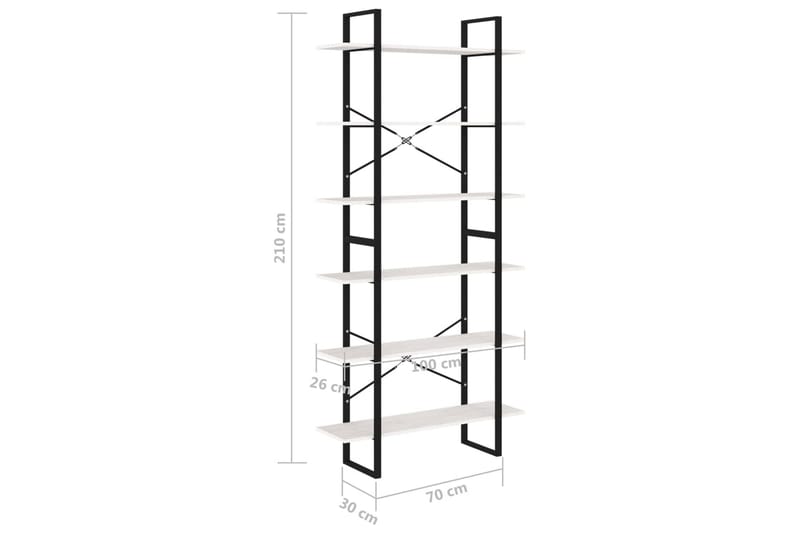 reol 100x30x210 cm massivt fyrretræ hvid - Hvid - Bogreol