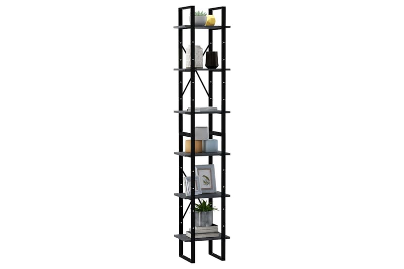 reol 40x30x210 cm massivt fyrretræ grå - Grå - Opbevaring - Hylder & Reoler - Bogreol
