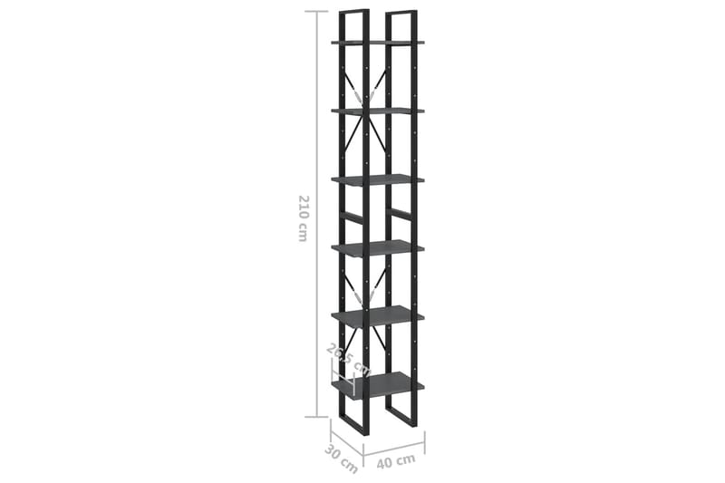 reol 40x30x210 cm massivt fyrretræ grå - Grå - Bogreol