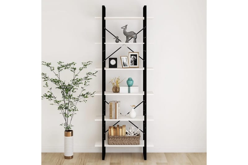 reol 80x30x210 cm massivt fyrretræ hvid - Hvid - Opbevaring - Hylder & Reoler - Bogreol