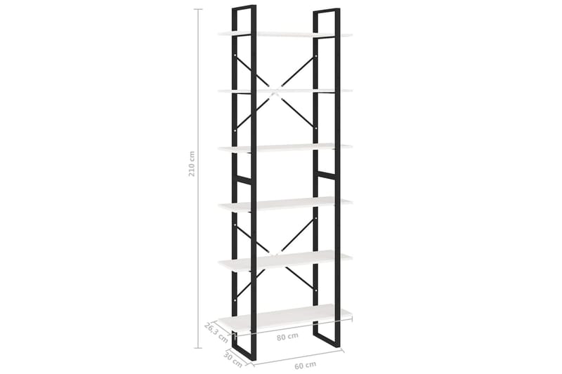 reol 80x30x210 cm massivt fyrretræ hvid - Hvid - Opbevaring - Hylder & Reoler - Bogreol