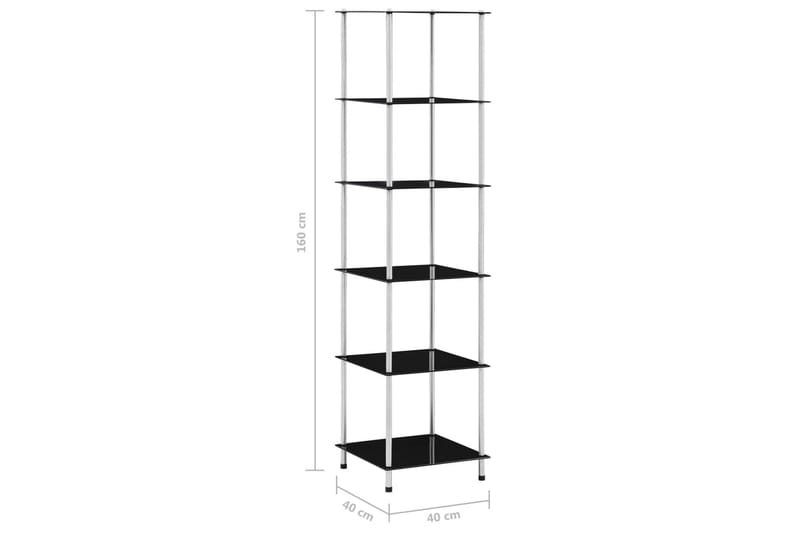 Reol Med 6 Hylder 40x40x160 cm Hærdet Glas Sort - Opbevaring - Hylder & Reoler - Bogreol