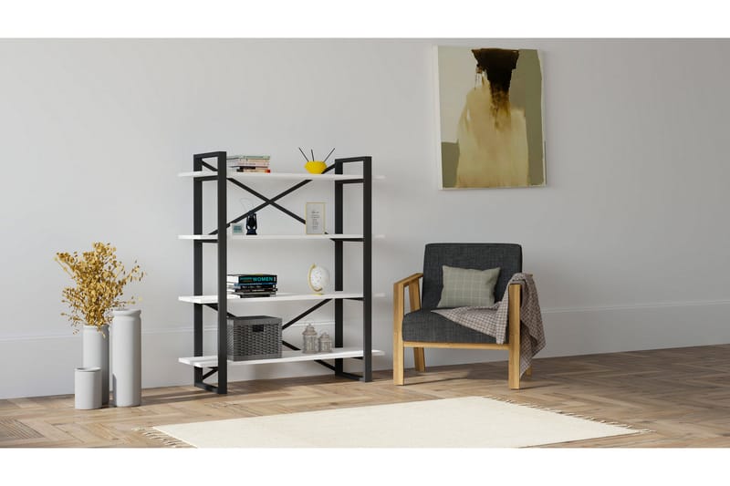 Rinorea Bogreol 106x120 cm - Hvid - Opbevaring - Hylder & Reoler - Bogreol