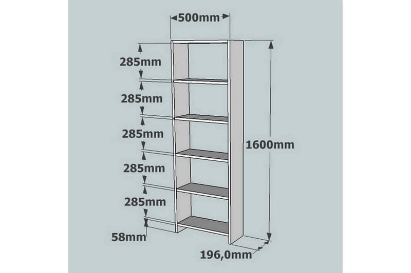 Rinorea Bogreol 160x50 cm - Brun - Opbevaring - Hylder & Reoler - Bogreol