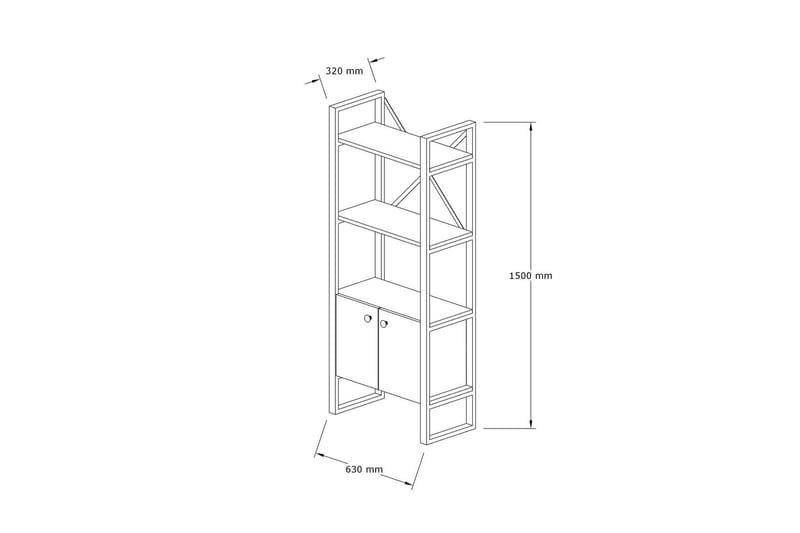 Rinorea Bogreol 64x160 cm - Blå - Opbevaring - Hylder & Reoler - Bogreol
