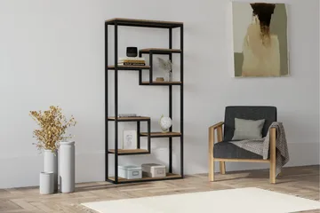 Rinorea Reol 85 cm i Metal med Træplade - Sort - Opbevaring - Hylder & Reoler - Bogreol