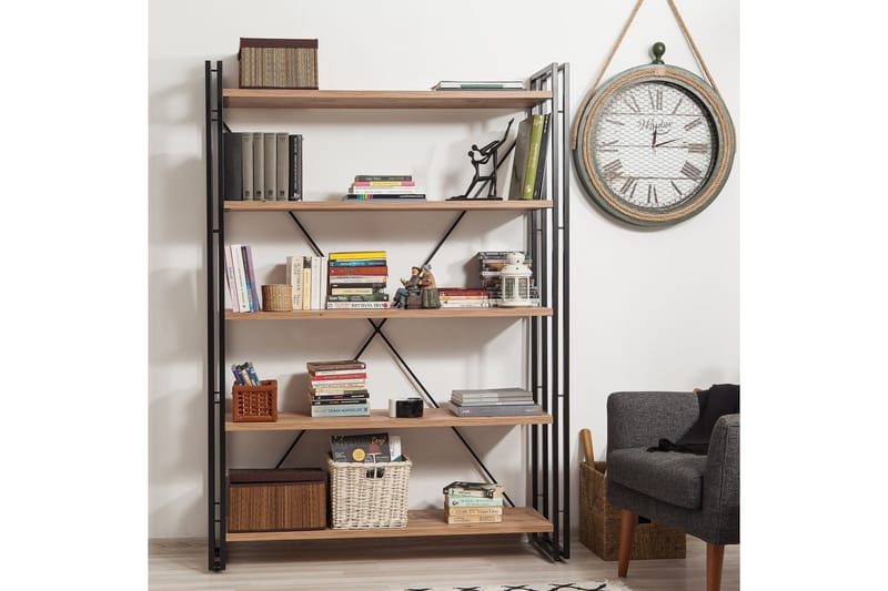 Sapphira Bogreol 130 cm i Valnød - Lysebrun - Opbevaring - Hylder & Reoler - Bogreol