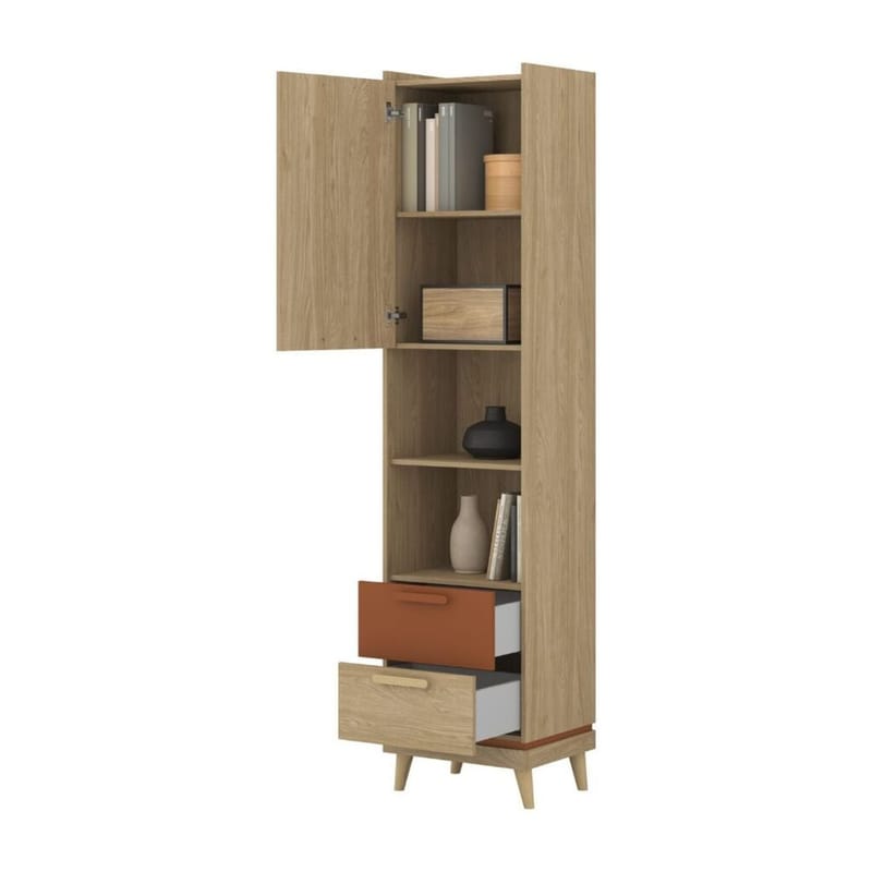 Bogreol Scandi 1 dør med 2 skuffer - Opbevaring - Hylder & Reoler - Bogreol