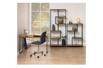 Seaford Hylde 77x35x185 cm Eg/Sort - Opbevaring - Hylder & Reoler - Bogreol