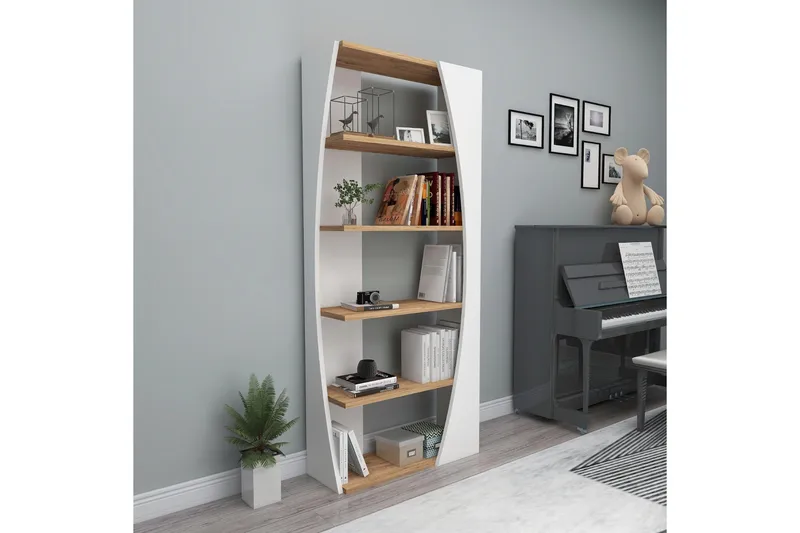 Selge Bogreol 63,6 cm, Brun/Hvid