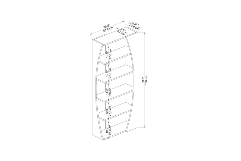 Selge Bogreol 63,6 cm - Brun/Hvid - Opbevaring - Hylder & Reoler - Bogreol