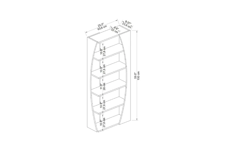 Selge Bogreol 63,6 cm i Eg - Hvid - Opbevaring - Hylder & Reoler - Bogreol