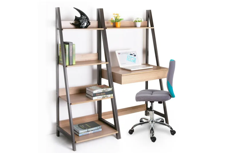 Step Bogreol 48 cm i Træ med Metalstel - Lysebrun - Opbevaring - Hylder & Reoler - Bogreol
