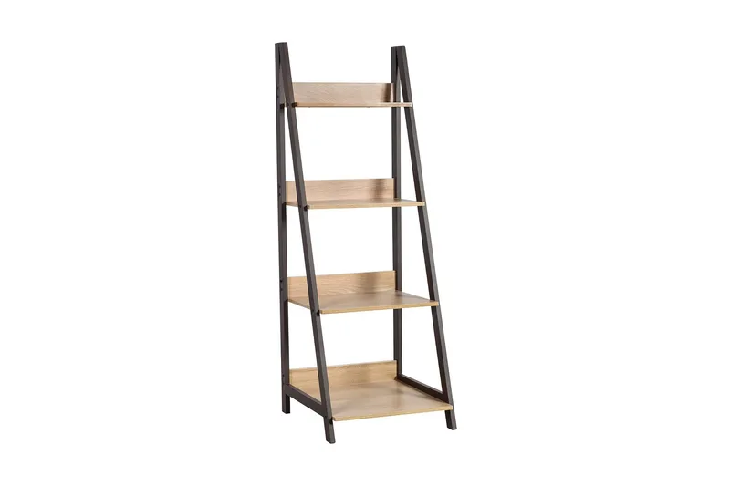 Step Bogreol 48 cm i Træ med Metalstel, Lysebrun