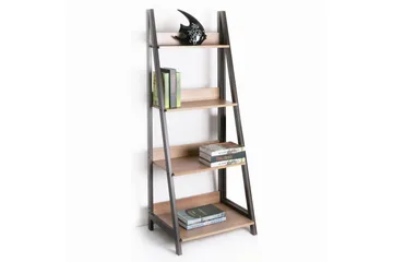 Step Bogreol 48 cm i Træ med Metalstel - Lysebrun - Opbevaring - Hylder & Reoler - Bogreol
