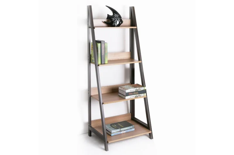Step Bogreol 48 cm i Træ med Metalstel - Lysebrun - Opbevaring - Hylder & Reoler - Bogreol