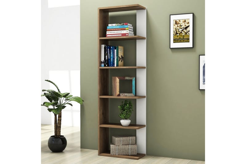 Strausser Bogreol 47 cm - Valnød/Hvid - Opbevaring - Hylder & Reoler - Bogreol