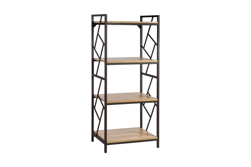 Study Bogreol 60 cm i Træ med Metalramme, Lysebrun