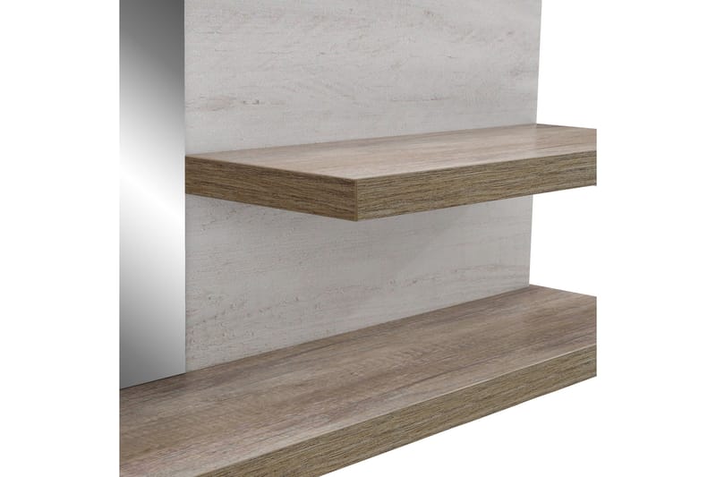 Talebi vægreol med spejl 25x213 cm - Brun / hvid - Opbevaring - Hylder & Reoler - Væghylde & vægreol