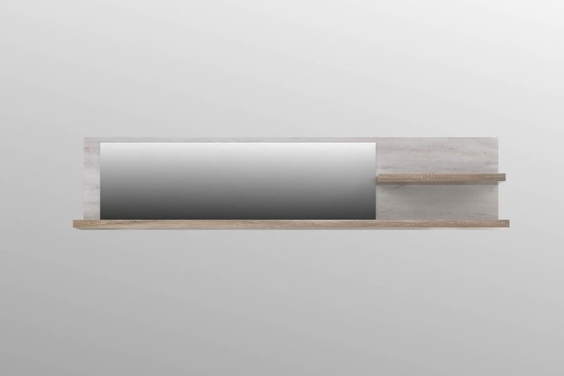 Talebi vægreol med spejl 25x213 cm - Brun / hvid - Bogreol
