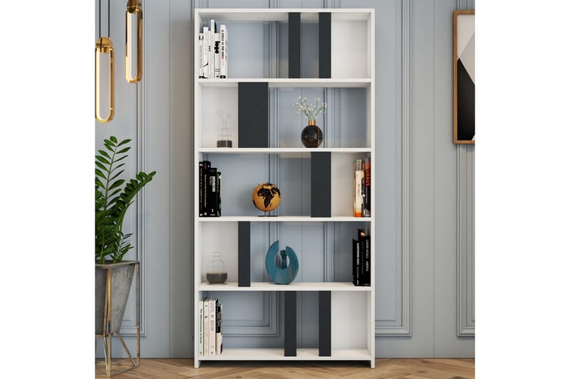 Timiza Reol 90x20 cm 5 Hylder - Hvid / antracit - Opbevaring - Hylder & Reoler - Bogreol