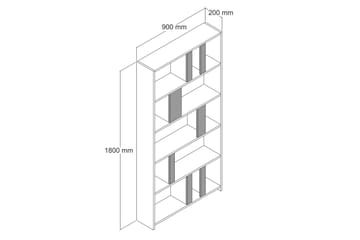 Timiza Reol 90x20 cm 5 Hylder - Hvid / antracit - Opbevaring - Hylder & Reoler - Bogreol