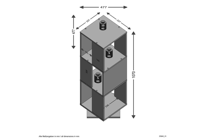 Tower Bogreol 34 cm Roterbar - Grå - Bogreol