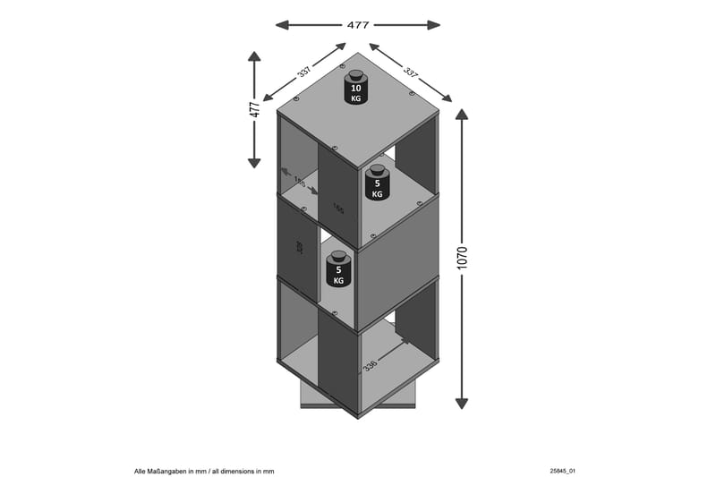 Tower Drejelig Bogreol 34 cm i Træ - Grå - Opbevaring - Hylder & Reoler - Bogreol