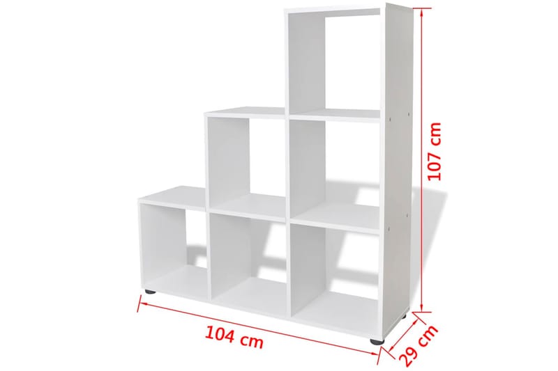 Trappeformet Bogreol/Displayhylde 107 Cm Hvid - Hvid - Opbevaring - Hylder & Reoler - Bogreol