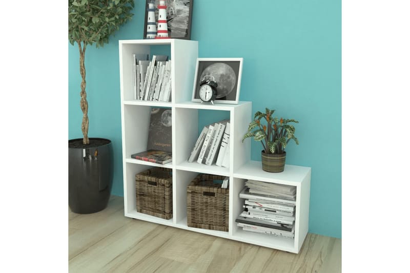 Trappeformet Bogreol/Displayhylde 107 Cm Hvid - Hvid - Opbevaring - Hylder & Reoler - Bogreol