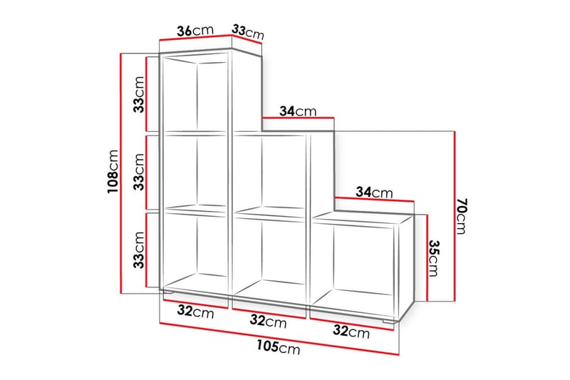 Trio hylde 105x33x108 cm - Opbevaring - Hylder & Reoler - Bogreol