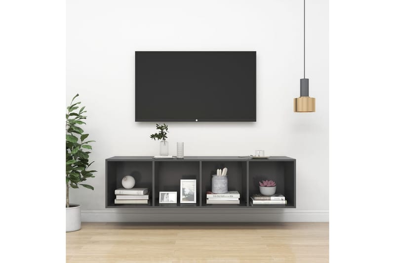 væghængt reol 37x37x142,5 cm spånplade grå - Grå - Opbevaring - Hylder & Reoler - Bogreol