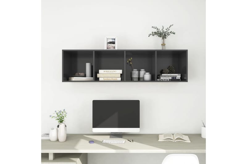 væghængt reol 37x37x142,5 cm spånplade grå - Grå - Opbevaring - Hylder & Reoler - Bogreol
