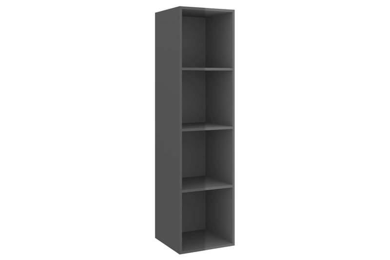 væghængt reol 37x37x142,5 cm spånplade grå højglans - Grå - Opbevaring - Hylder & Reoler - Bogreol