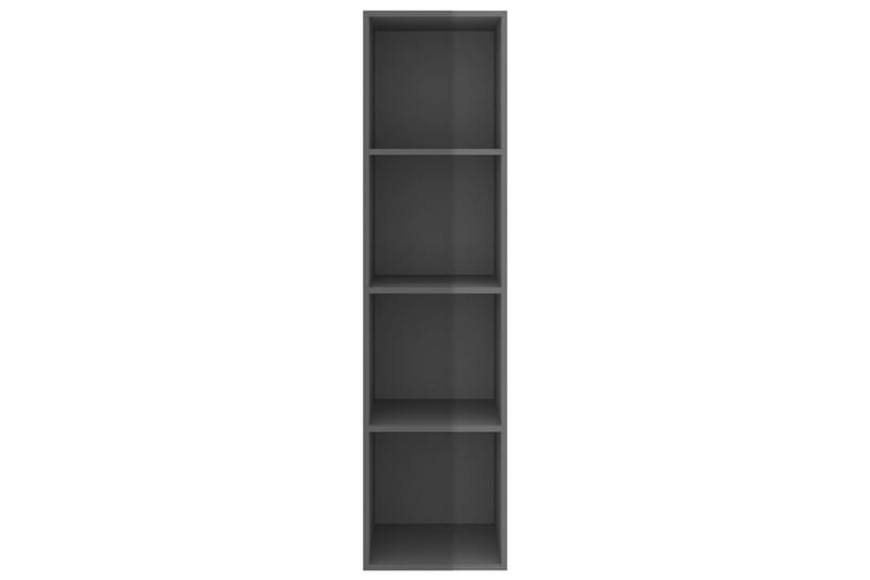 væghængt reol 37x37x142,5 cm spånplade grå højglans - Grå - Opbevaring - Hylder & Reoler - Bogreol