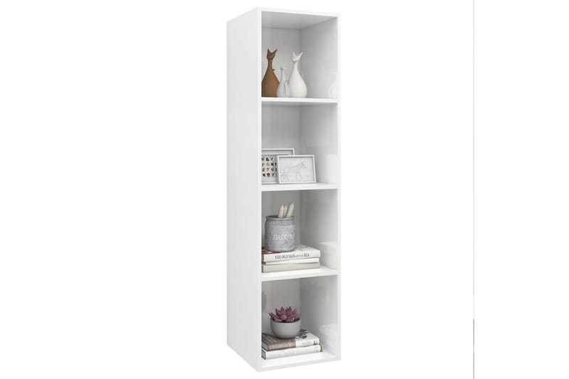 væghængt reol 37x37x142,5 cm spånplade hvid højglans - Hvid - Opbevaring - Hylder & Reoler - Bogreol
