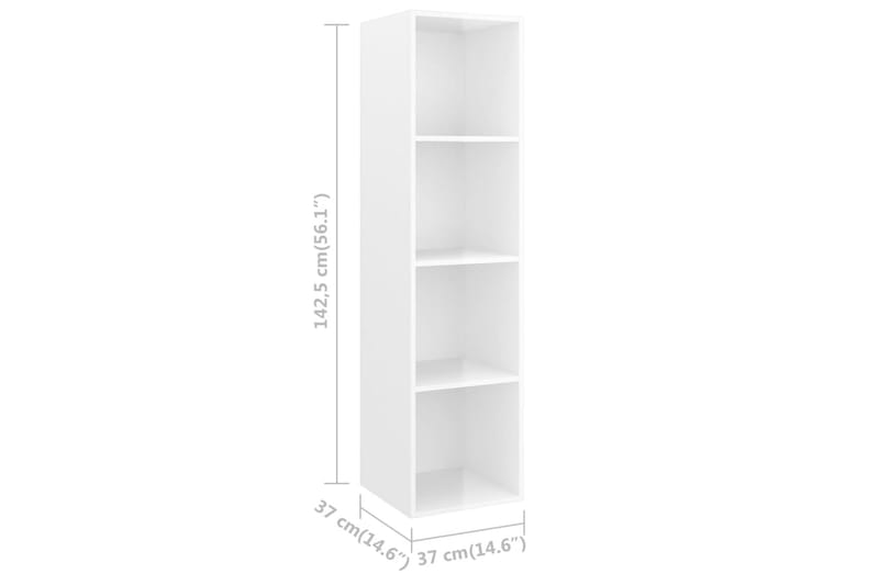 væghængt reol 37x37x142,5 cm spånplade hvid højglans - Hvid - Opbevaring - Hylder & Reoler - Bogreol