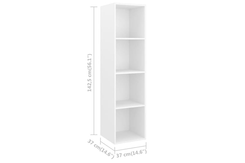 væghængt reol 37x37x142,5 cm spånplade hvid - Hvid - Opbevaring - Hylder & Reoler - Bogreol
