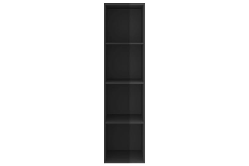 væghængt reol 37x37x142,5 cm spånplade sort højglans - Sort - Bogreol
