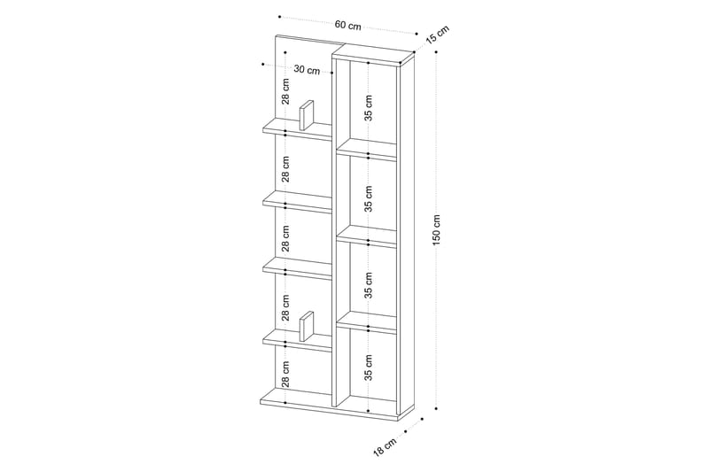 Viva Bogreol 60x18 cm Hvid - Hanah Home - Opbevaring - Hylder & Reoler - Bogreol