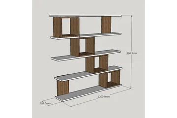 Windlar Vægmonteret Bogreol 120 cm i Valnød - Hvid - Opbevaring - Hylder & Reoler - Bogreol