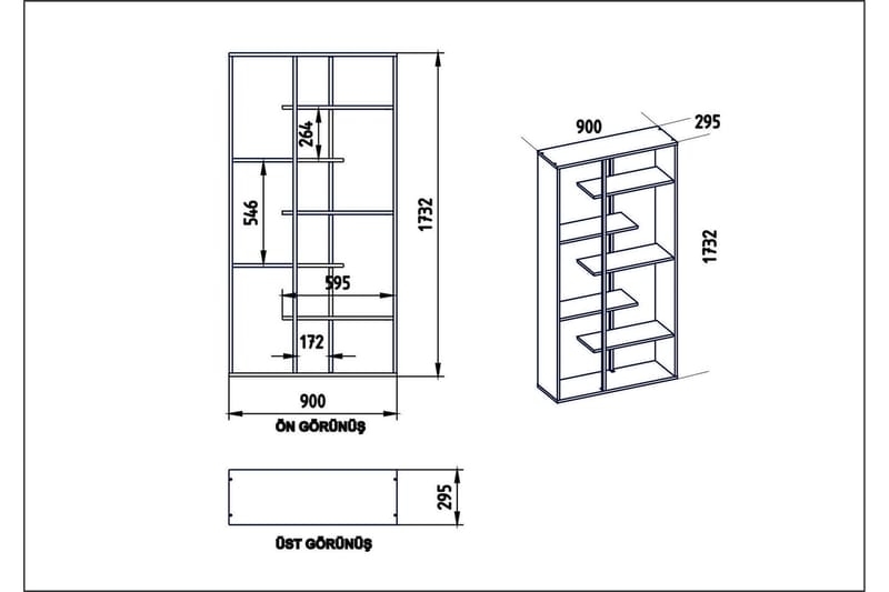 Zallar Bogreol 90 cm - Valnød|Sort - Bogreol