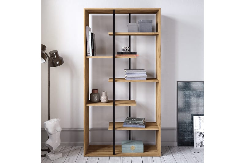 Zallar Bogreol 90 cm - Valnød|Sort - Opbevaring - Hylder & Reoler - Bogreol