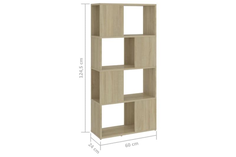 bogreol/rumdeler 60x24x124,5 cm spånplade sonoma-eg - Brun - Opbevaring - Hylder & Reoler - Bogreol